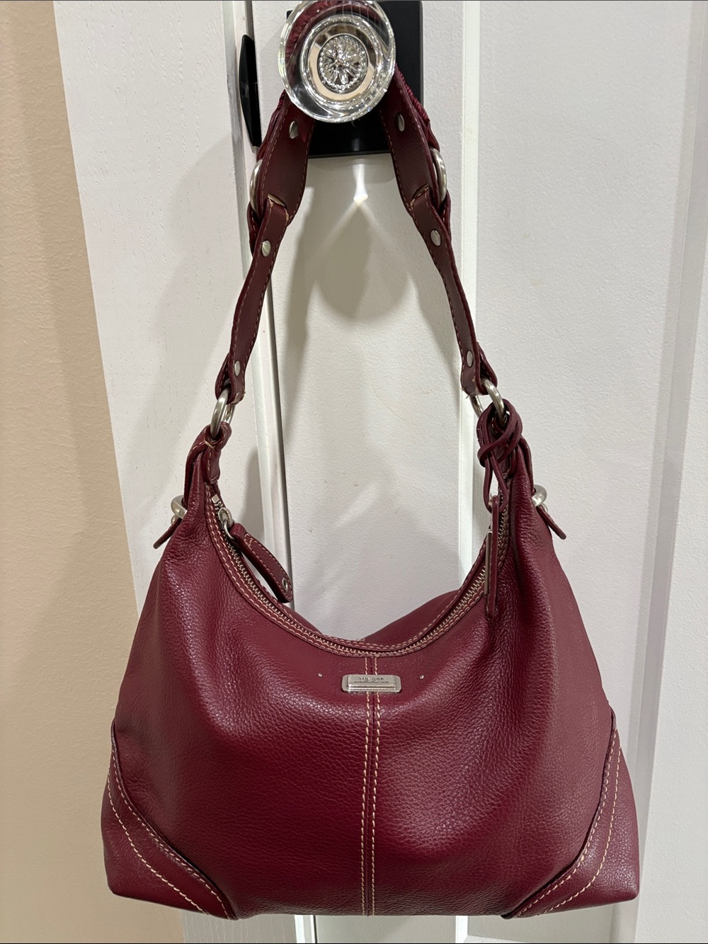 The Sak Burgundy Leather Hobo Bag